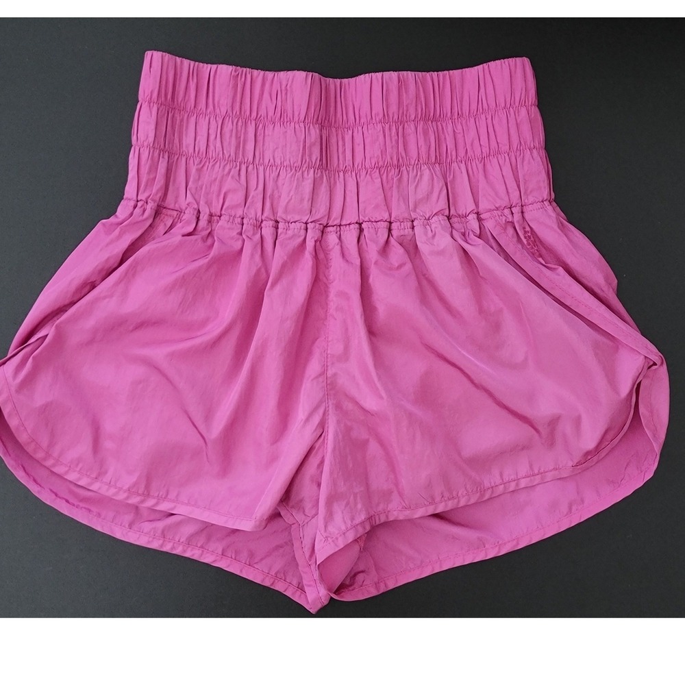 Free People Movement The Way Home Shorts Pink Smocked High Rise Running Womens S